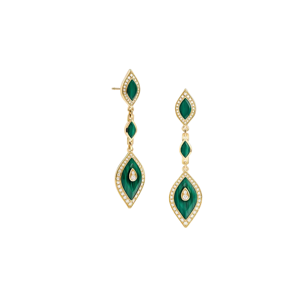 Boucles d'oreilles Sartoro Ondes Rorever drop Malachites ONDES-E11YGMLC
