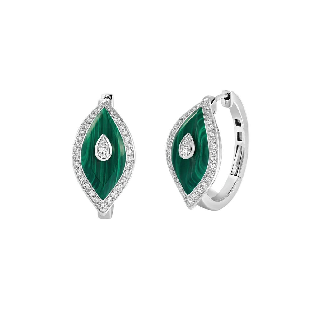 Boucles d'oreilles Sartoro Ondes Forever Malachites ONDES-E10WGMLC