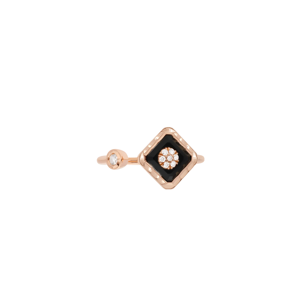 Bague Korloff Je Play or rose et onyx carré - JJPR03PG/OX