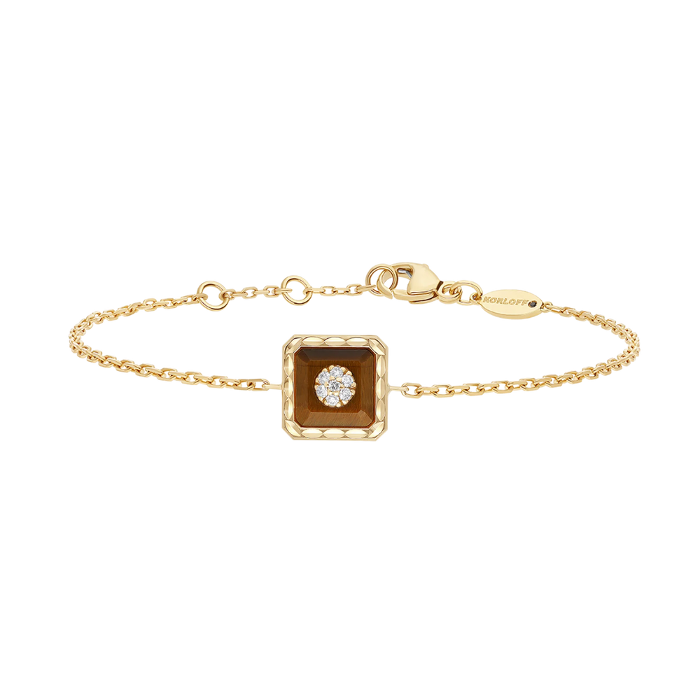 Bracelet Korloff Je Play chaîne carré tiger eye - JJPB01YG/TE