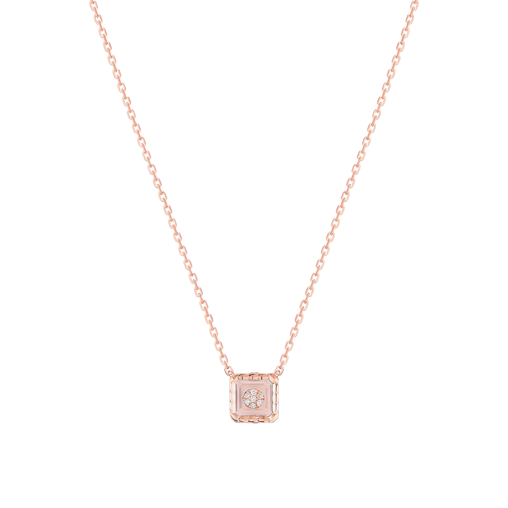 Collier Korloff Je Play or rose et opale rose carré - JJPP01PG/PO