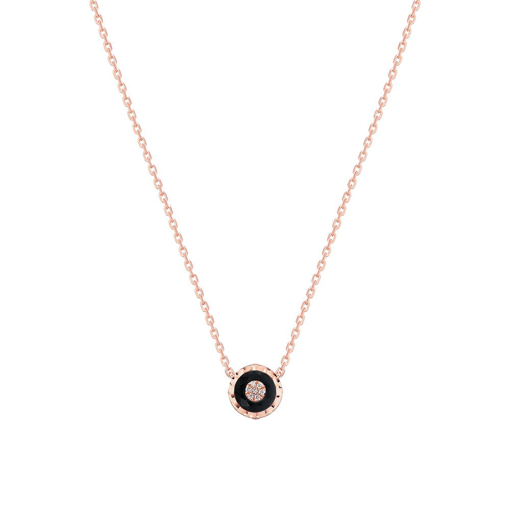Collier Korloff Je Play or rose et onyx rond - JJPP02PG/O