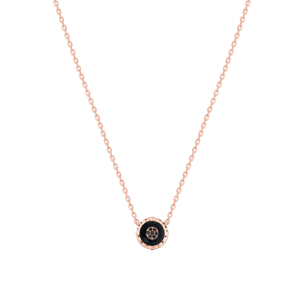 Collier Korloff Je Play or rose et onyx rond - JJPP02PG/O/BD