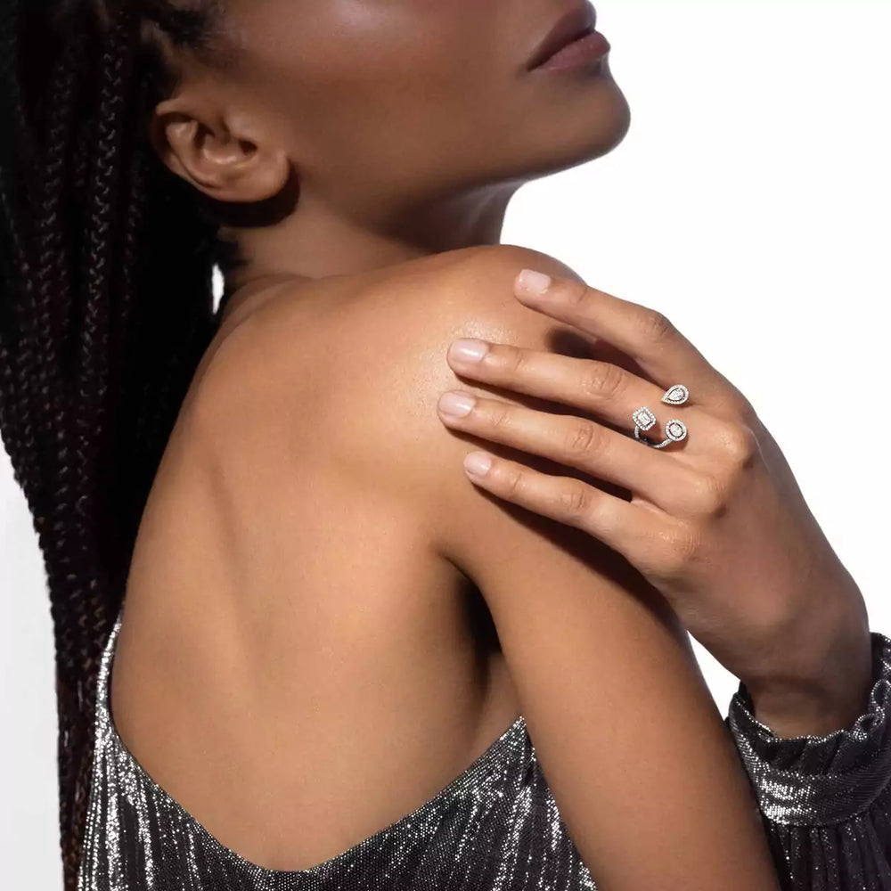 Bague diamant entre les doigts or blanc femme My Twin Trilogy 06695-WG