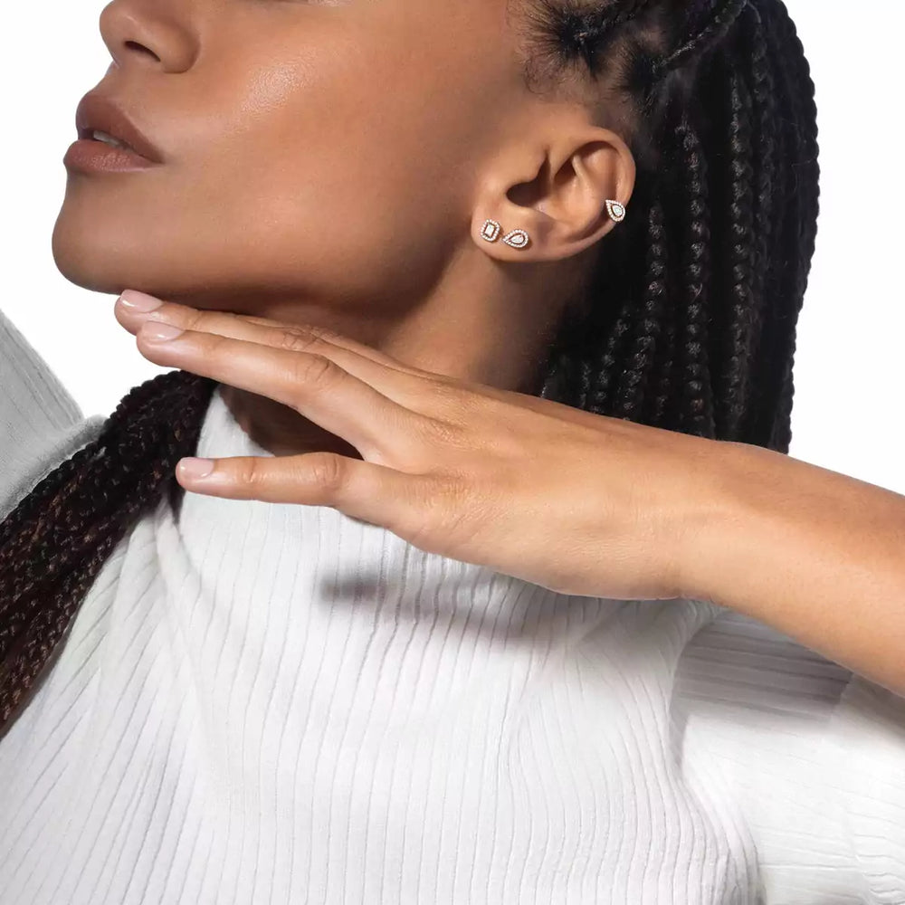 Boucles d'oreilles diamant or rose femme My Twin 07004-PG