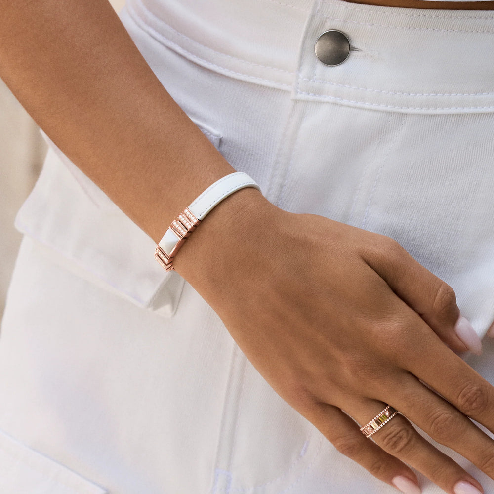 Bracelet en cuir UNII en or et pavé de diamants - UNIIB1WGWA