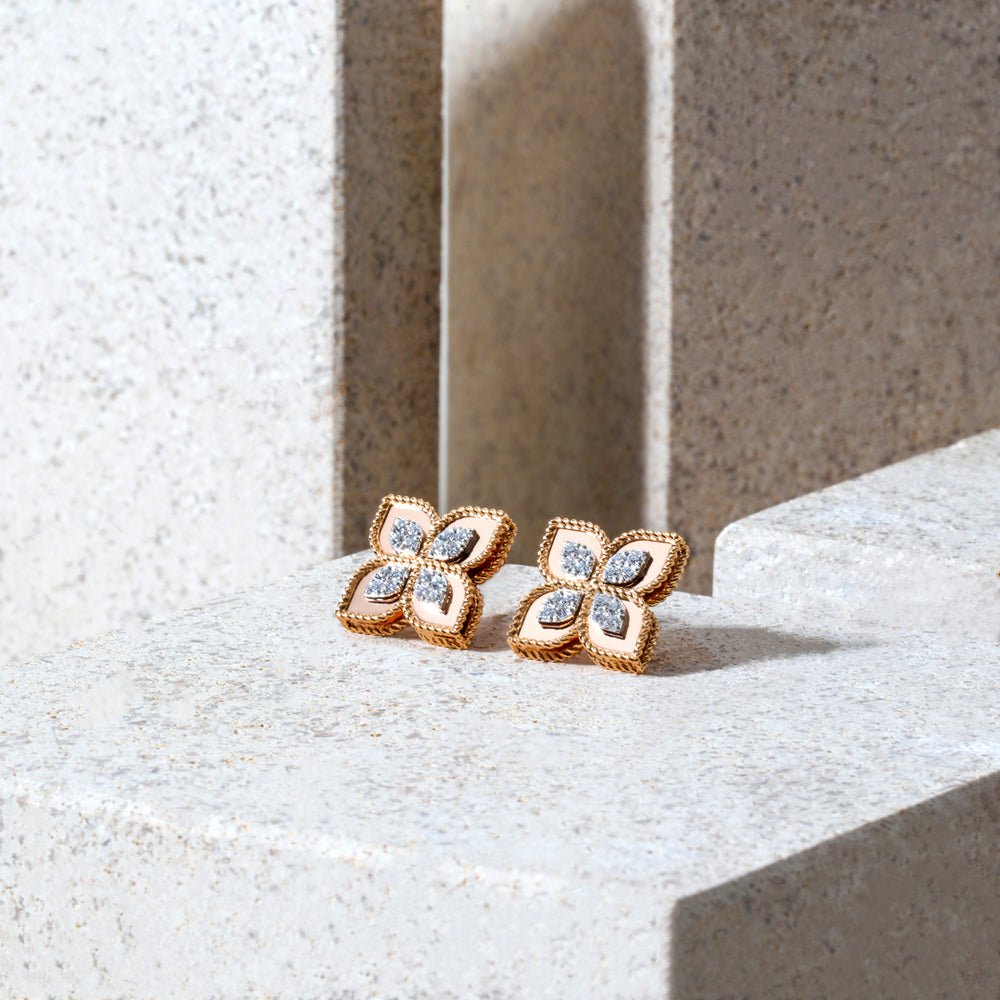 Boucles d'oreilles Princess Flower Or rose et diamants