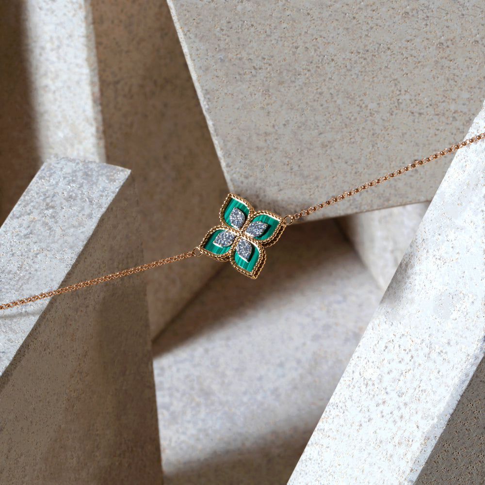 Bracelet Princess Flower Or malachite et diamants