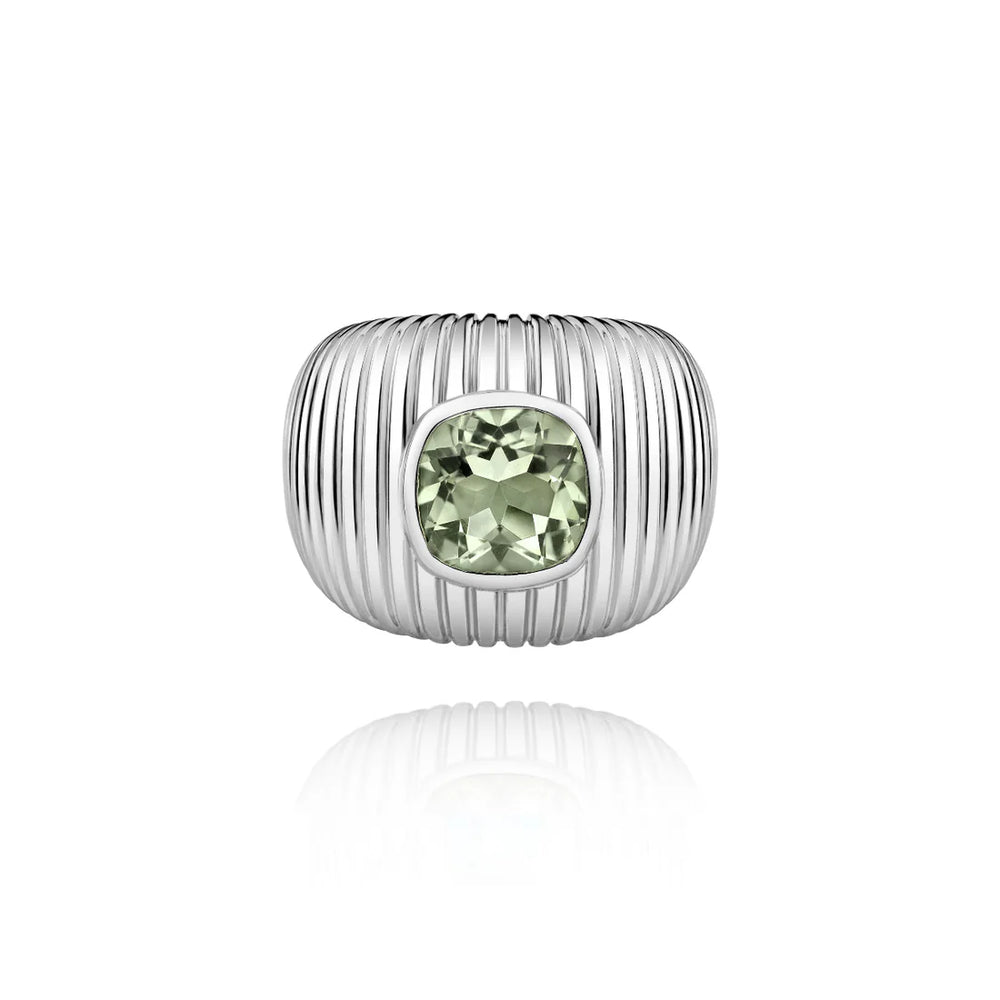 Bague Van Den Abeele Michelle améthyste verte taille coussin