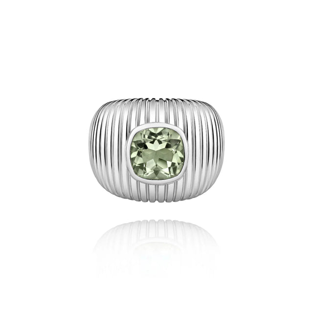 Bague Van Den Abeele Michelle améthyste verte taille coussin