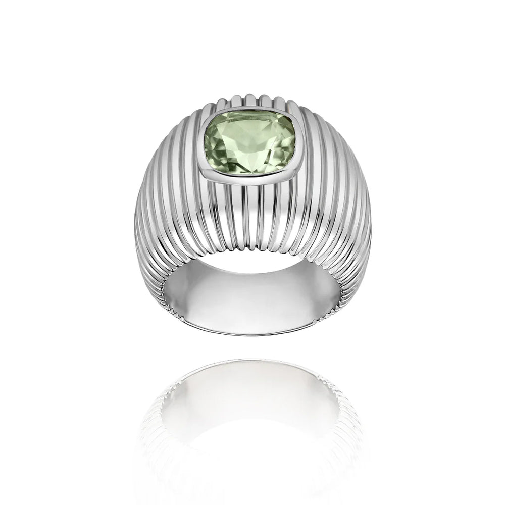Bague Van Den Abeele Michelle améthyste verte taille coussin