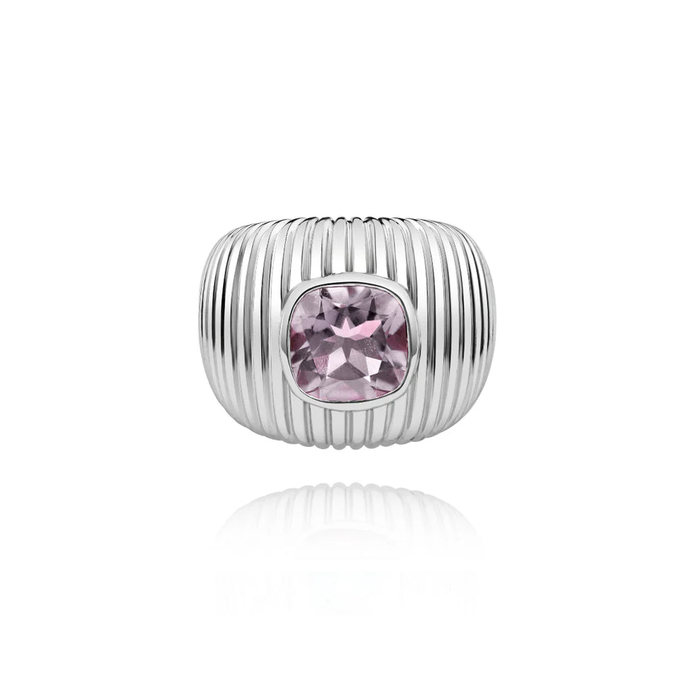 Bague Van Den Abeele Michelle quartz lavande taille coussin