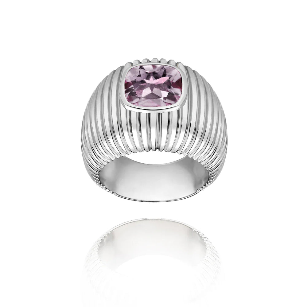 Bague Van Den Abeele Michelle quartz lavande taille coussin