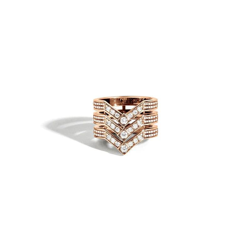 BAGUE STAIRWAY 3 RANGS DIAMANTS & OR ROSE - FSJ361