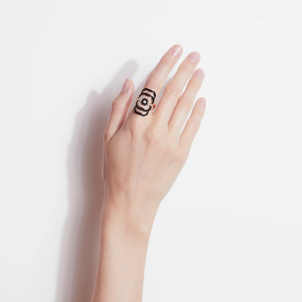 Bague Statement MY WAY en email diamants et or rose FSJ410 Heurgon