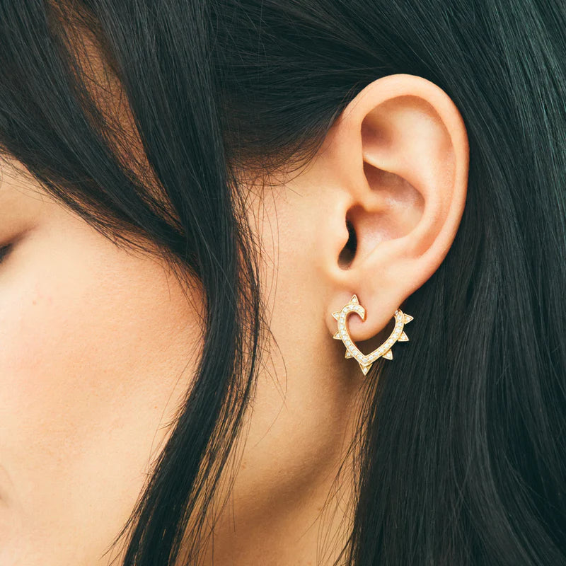 BOUCLE D'OREILLE ROCKAWAY CŒUR DIAMANTS & OR JAUNE - FSJ461