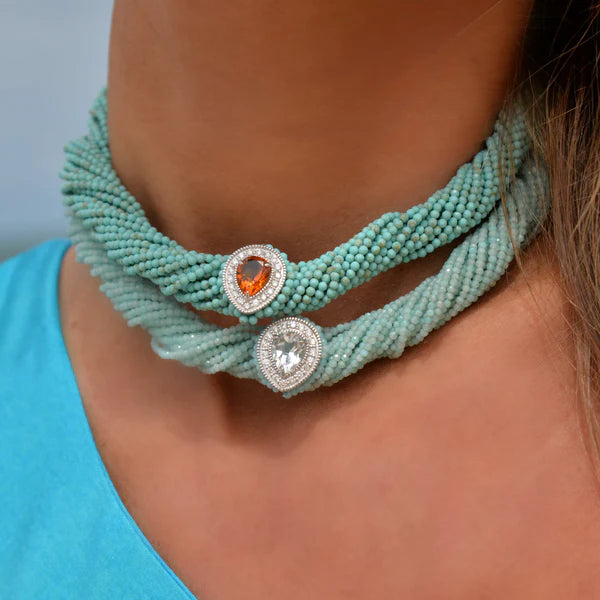Collier Van Den Abeele Tornado Turquoise Citrine marquise