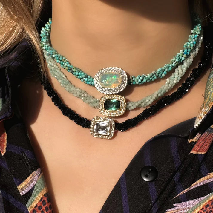 Collier Van Den Abeele Twist Amazonite - Tourmaline