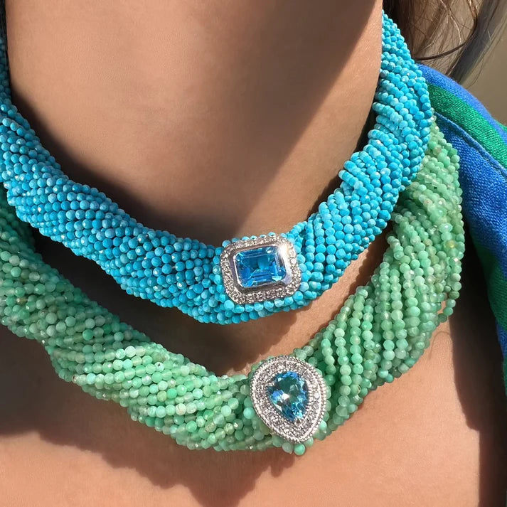 Collier Van Den Abeele Tornado Turquoise - Topaze Blue Swiss