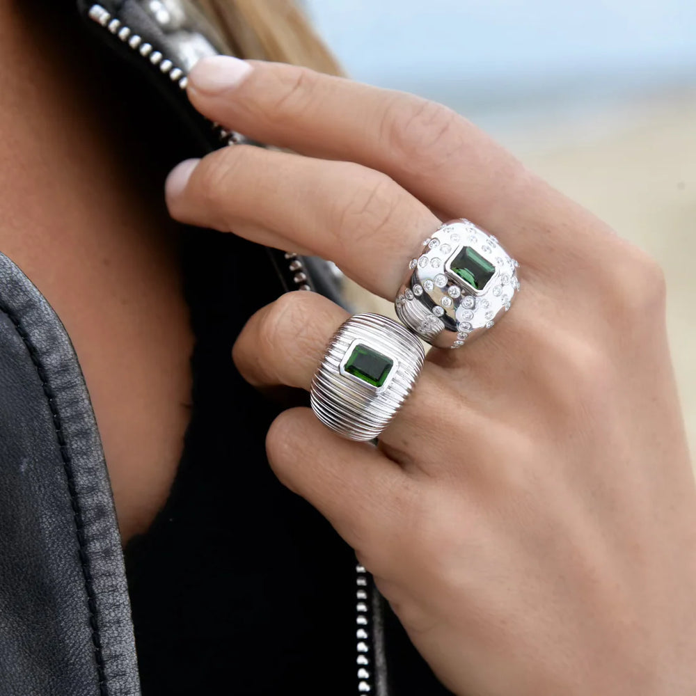 Bague Van Den Abeele Marteen Argent - Tourmaline verte
