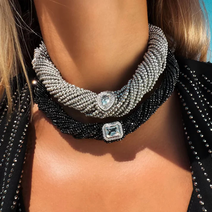 Collier Van Den Abeele Tornado Petite Perle - Cristal