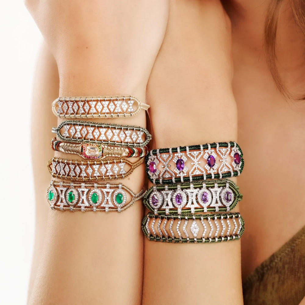 Bracelet Van Den Abeele amy brass - vanille - cristal