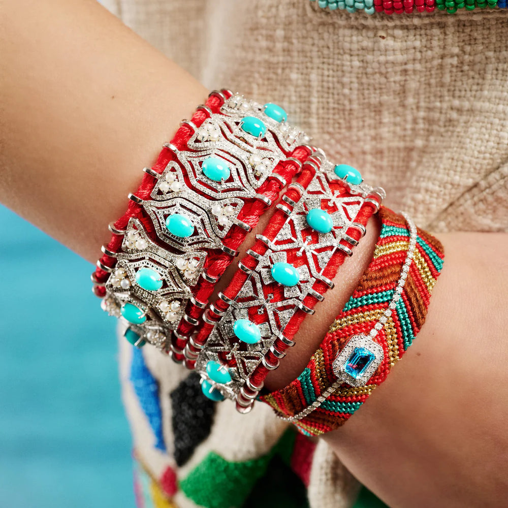 Bracelet Van Den Abeele Horizonte rouge - Turquoise