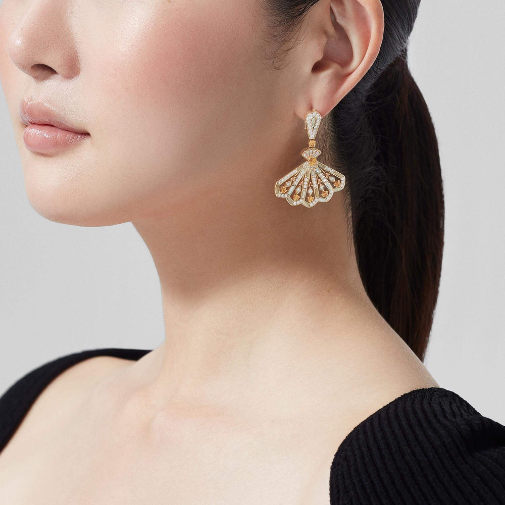 Boucles d'oreilles pendantes Fanfare Symphony en diamant et saphir orange - 2018744