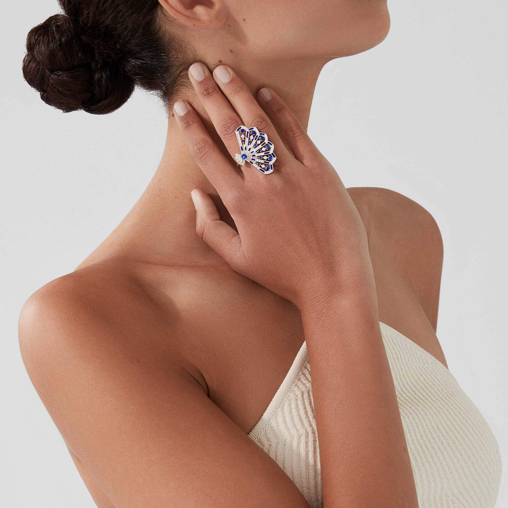 Bague Fanfare Symphony en diamant et saphir - 2017314