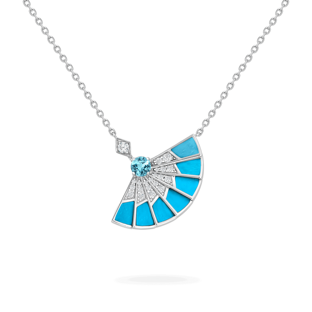 Pendentif Fanfare Symphony en aigue-marine et turquoise - 2017306