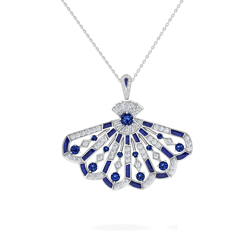 Pendentif Fanfare Symphony en diamant et saphir - 2018759