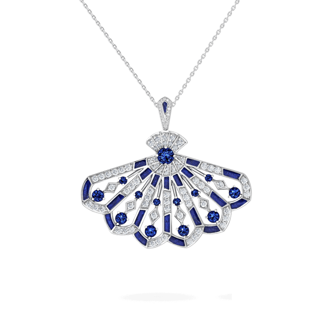 Pendentif Fanfare Symphony en diamant et saphir - 2018759