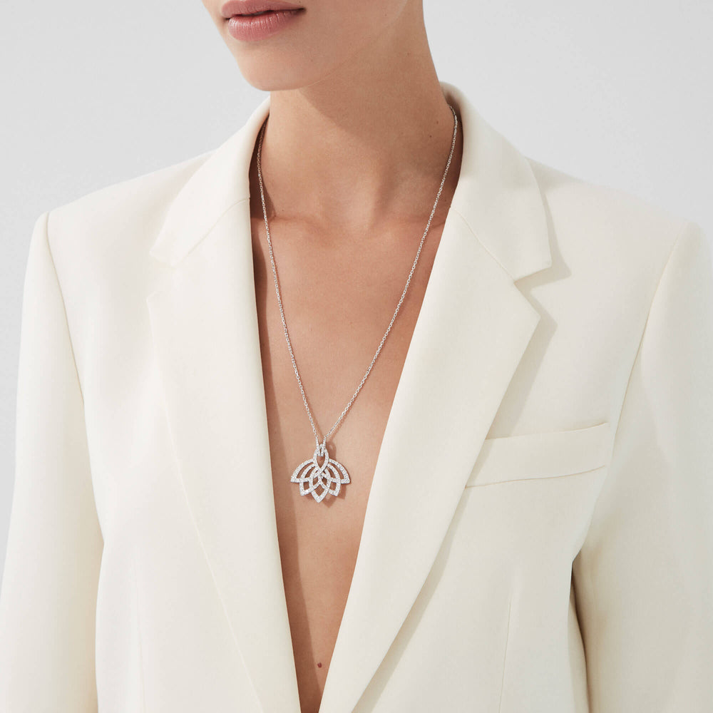Pendentif coulissant en diamant et fleur de lotus - 2019308