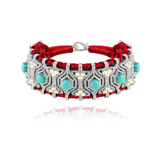 Bracelet Van Den Abeele Horizonte rouge - Turquoise