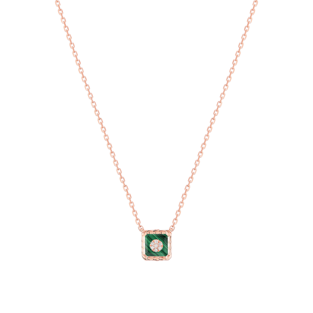 Collier Korloff Je Play or rose et malachite carré - JJPP01PG/MA