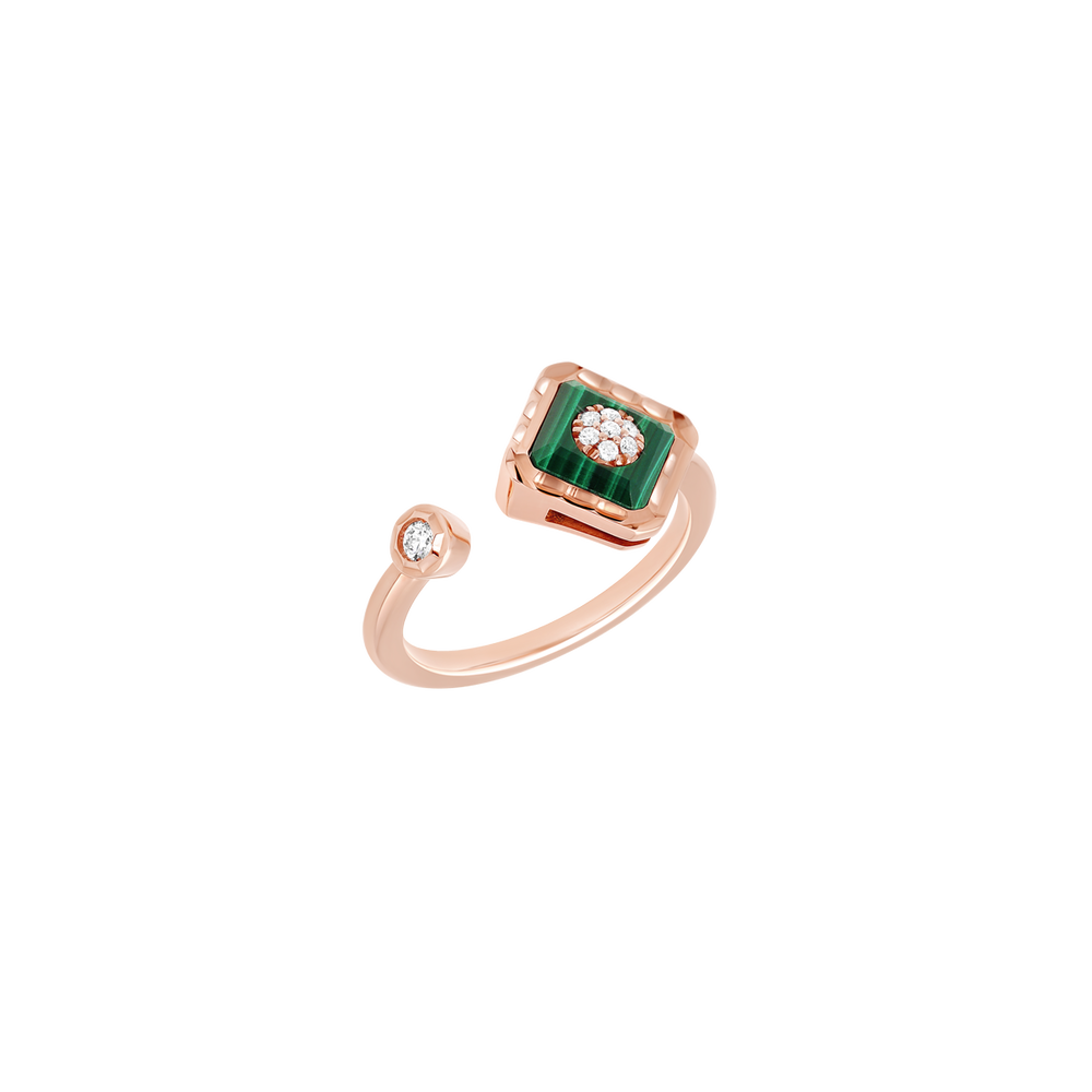 Bague Korloff Je Play or rose et malachite carré Toi & Moi - JJPR03PG/MA
