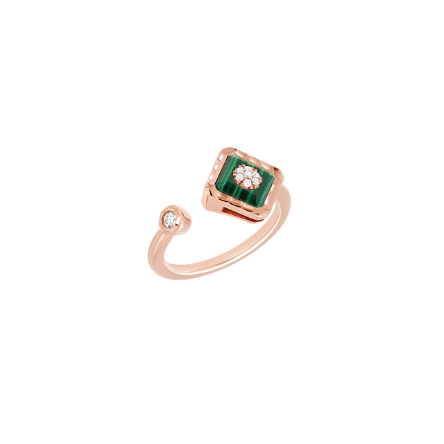 Bague Korloff Je Play or rose et malachite carré Toi & Moi - JJPR03PG/MA