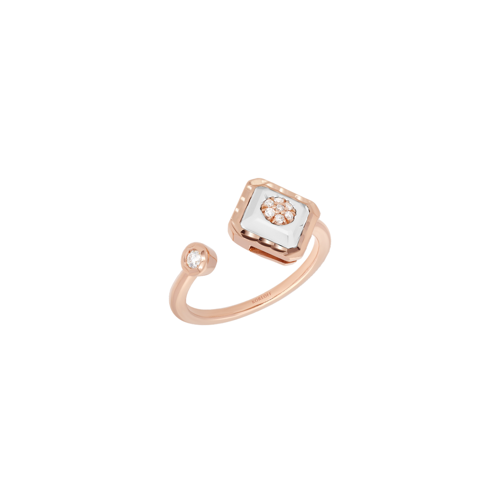 Bague Korloff Je Play or rose et nacre carré Toi & Moi - JJPR03PG/MOP