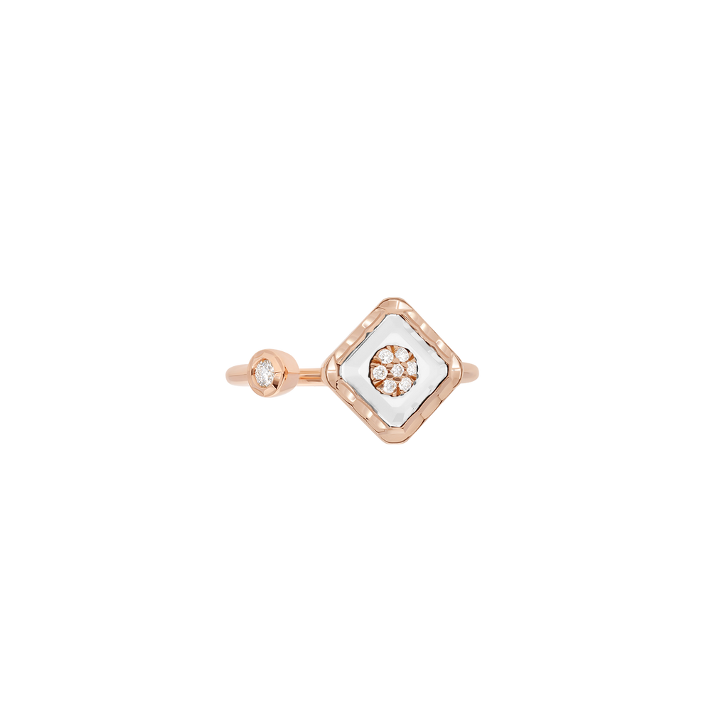 Bague Korloff Je Play or rose et nacre carré Toi & Moi - JJPR03PG/MOP