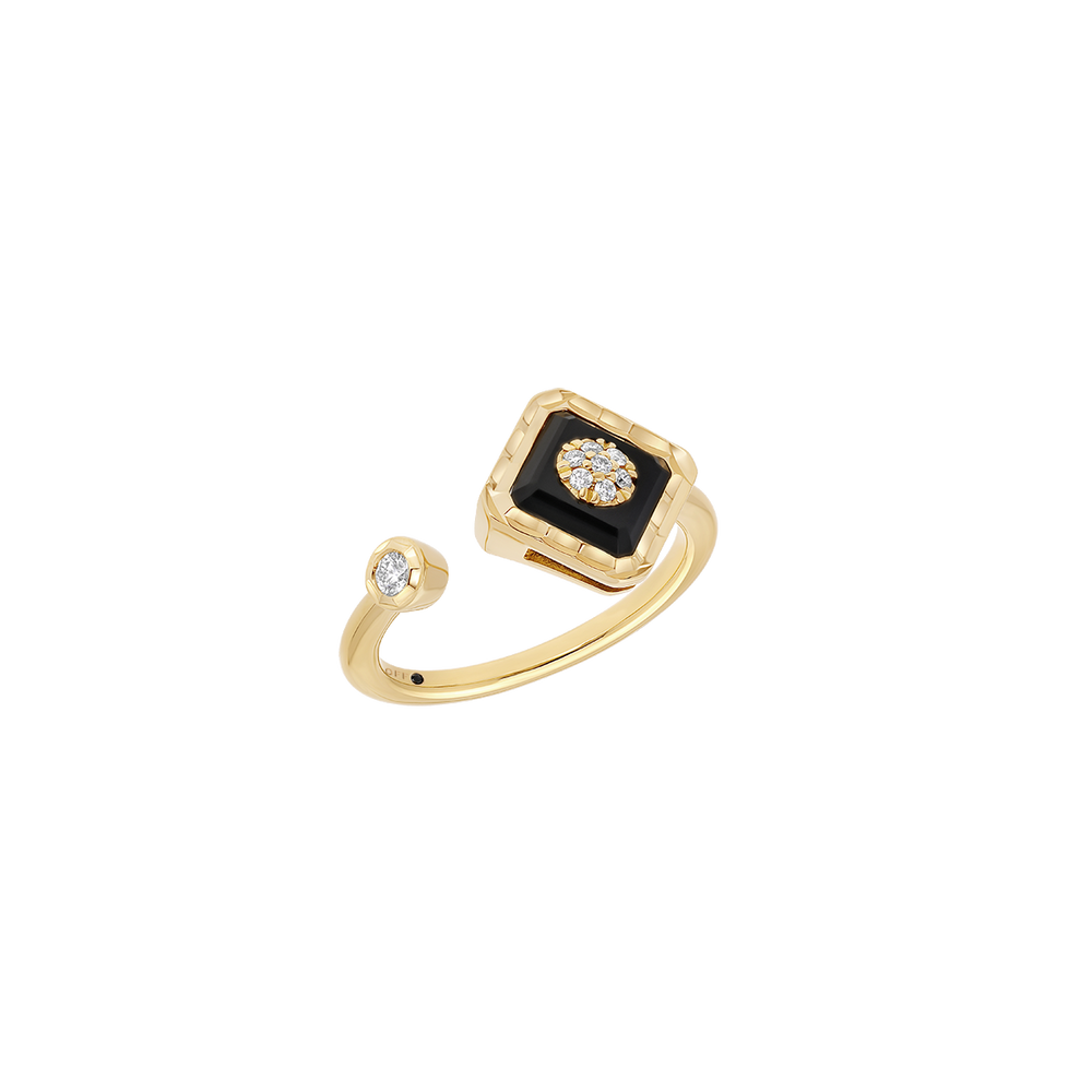 Bague Korloff Je Play or jaune et onyx carré - JJPR03YG/OX