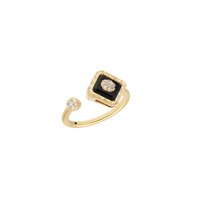 Bague Korloff Je Play or jaune et onyx carré - JJPR03YG/OX