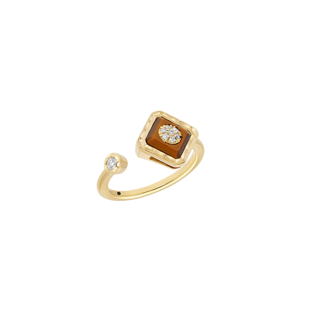Bague Korloff Je Play or jaune et tiger eye carré - JJPR03YG/TE