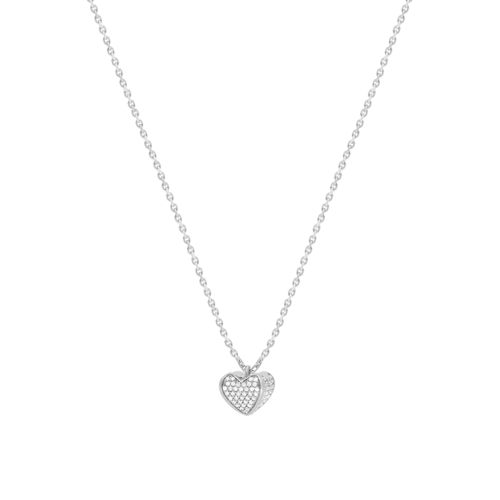 Collier Korloff Korlove or blanc et diamants grand modèle 1 cœur - JKVP04WG/D