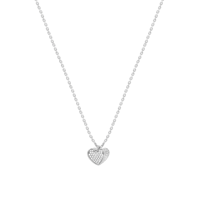 Collier Korloff Korlove or blanc et diamants grand modèle 1 cœur - JKVP04WG/D