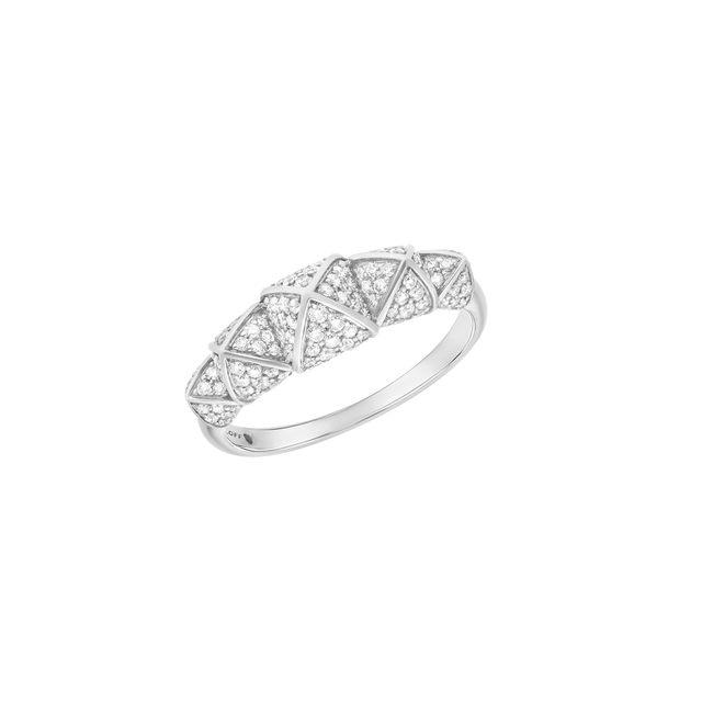 Bague Korloff Korlove or blanc et diamants moyen modèle 5 cœurs - JKVR02WG/D