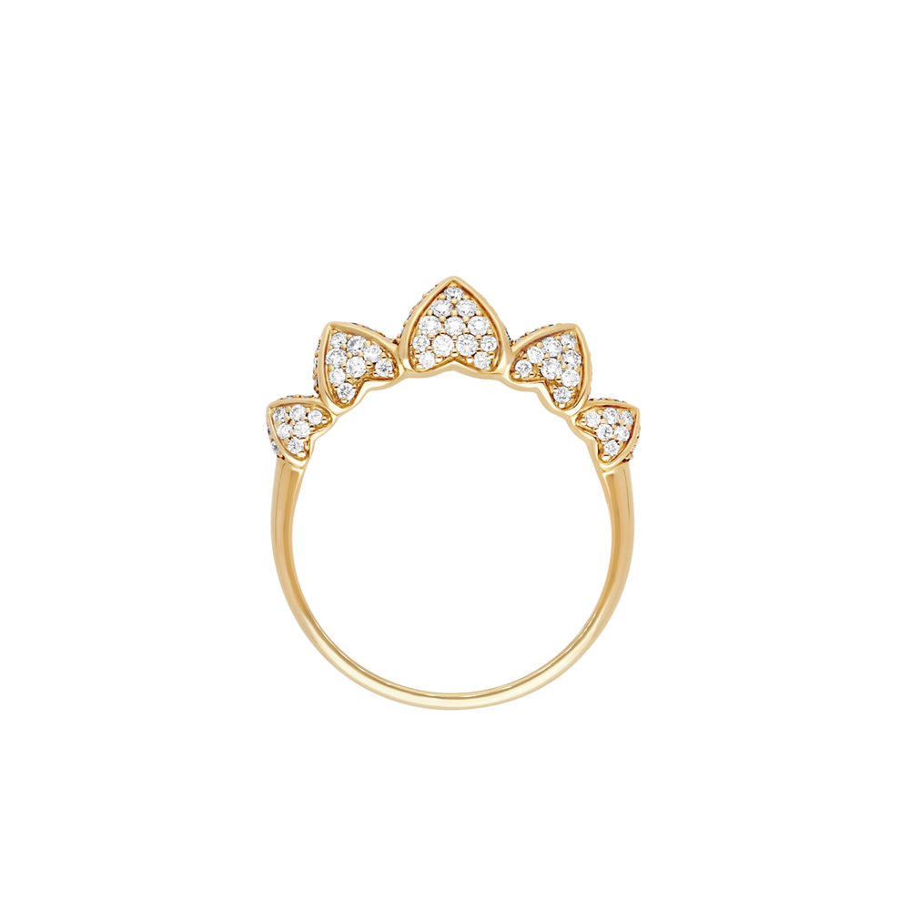 Bague Korloff Korlove or jaune et diamants petit modèle 5 cœurs - JKVR02YG/D