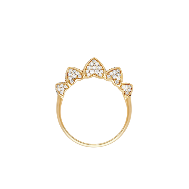 Bague Korloff Korlove or jaune et diamants petit modèle 5 cœurs - JKVR02YG/D