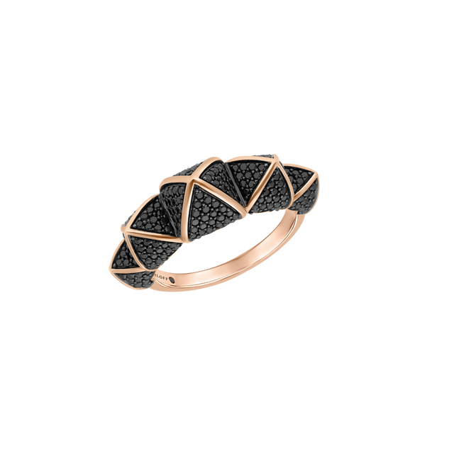 Bague Korloff Korlove or rose et diamants noirs moyen modèle 5 cœurs - JKVR02PG/BD