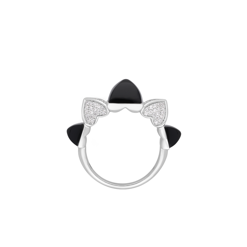 Bague Korloff Korlove or blanc et diamants moyen modèle 5 cœurs - JKVR02WG/D