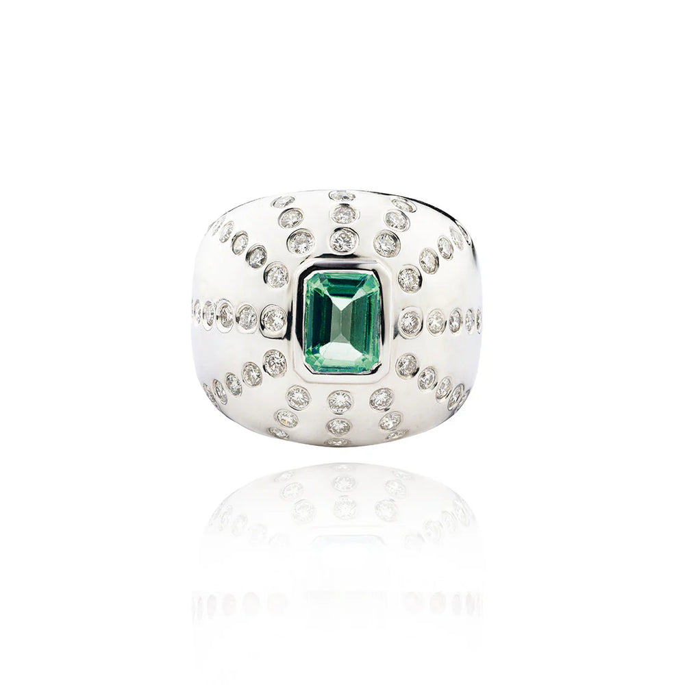 Bague Van Den Abeele Marteen Argent - Tourmaline verte